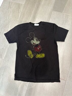 Disney Black Mickey Mouse Graphic Tee with Red & Yellow Accents